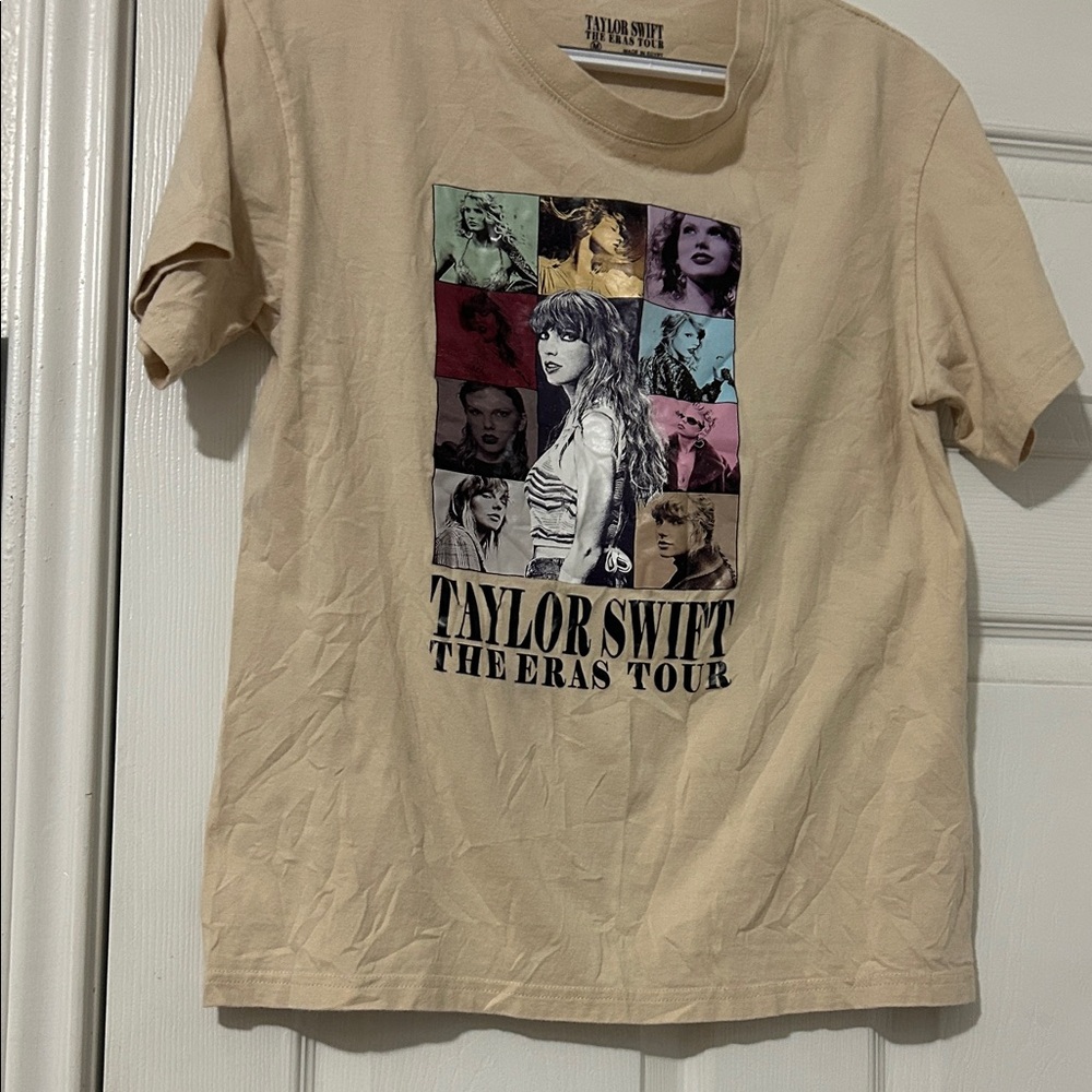 Taylor Swift Beige Tee with Multicolor Portrait Grid